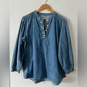 GAP Blue Denim Peasant Blouse